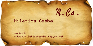 Miletics Csaba névjegykártya